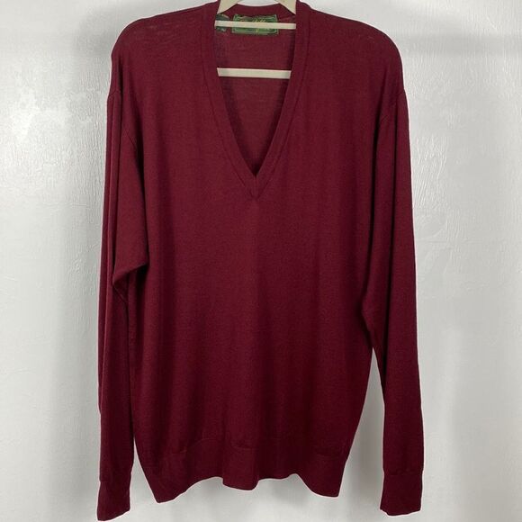 Bobby Jones Maroon Wool V-neck Pullover Sweater Size L - Picture 1 of 9